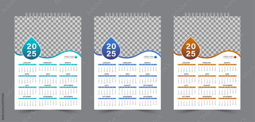 Wall calendar template for 2025, One page wall calendar design for 2025 ...