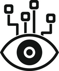 Poster - simple icon of an eye connected to data streams, representing concepts such as artificial intelligen