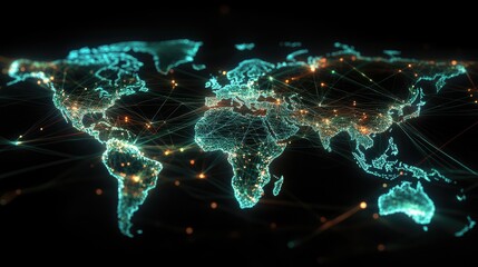 Poster - A digital visualization of global financial networks, symbolizing the impact of technology on international finance.
