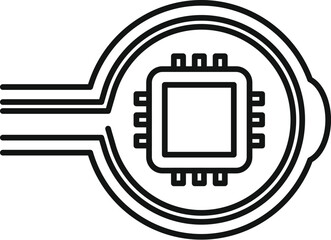 Poster - Simple icon of a microchip connecting data lines in an electronic circuit