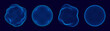 © ec0de - Spheres of Dots Particles. Atom Orb Technology Abstract Design Elements. Minimalistic Geometric Design Sci-Fi HUD Elements. Futuristic VR Digital Vector Illustration.