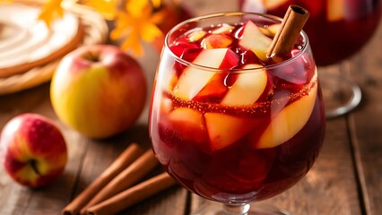 Autumn sangria with apples and cinnamon