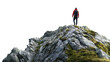 © Yeti Studio - Traveler with backpack reaching the top of a mountain, cut out