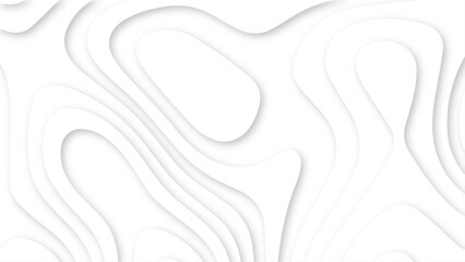 Abstract wavy line 3d paper cut white background. minimal topography map light element shadow landscape.