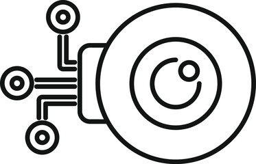 Poster - Electronic eye watching connecting wires monitoring system icon outline vector