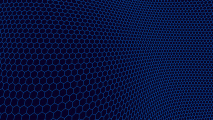 Aufkleber - Blue Hexagon Pattern. Abstract Medical Chemical Tech Background. Hexagonal Pattern for Hi-Tech Science Design. Cyber Hexagon 3D Grid Sci-Fi Game Backdrop. Vector Illustration.