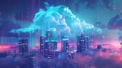 Aufkleber - Cloud computing concept and innovative technology background. Global internet network connection