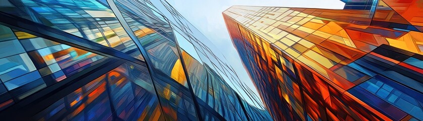 Poster - Abstract Perspective of a Glass Skyscraper