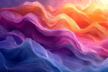 Poster - a surreal landscape with waves of color undulating in a rhythmic pattern, inducing a trance-like sta