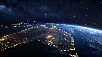 Wall Mural - Nighttime View of Australia from Space