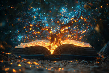 Poster - a mind map emerging from an open book, with branches extending into a galaxy of ideas and possibilit