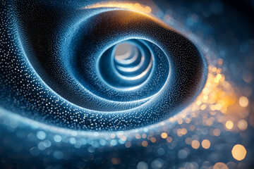 Poster - a holographic projection of swirling geometric patterns that appear to float and move in mid-air. co
