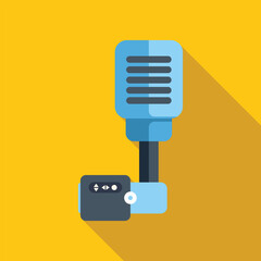 Poster - Blue microphone is plugged into a soundcard, capturing audio for recording or broadcasting