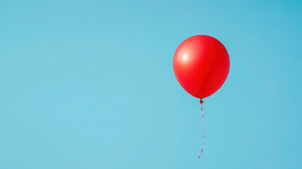 Wall Mural - bright red balloon floating freely against a clear blue sky