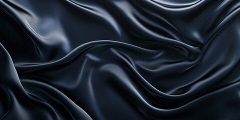 Black Satin Fabric Draped and Curled