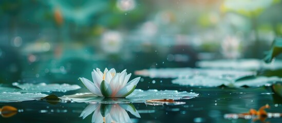 Sticker - A Closeup Shot Of A Waterlilie Flowers Nymphaea On The Water