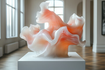 Poster - a floating abstract sculpture where each part changes shape to represent different cognitive functio
