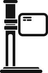 Poster - simple black and white vector icon of a microscope standing on a laboratory table, for scientific or
