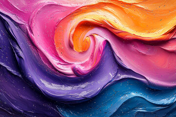 Poster - a colorful vortex of swirling paint in motion, blending together to create a visually stunning and c