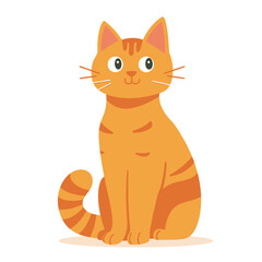 Poster - Cute red cat sitting on white background. Flat vector illustration.