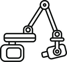 Poster - robotic arm with mechanical hand picking up a bottle, in black and white
