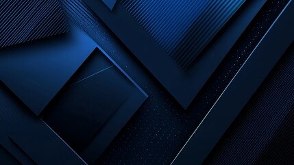 Wall Mural - Modern black blue abstract background with a minimal color gradient. Dark web banner with geometric shapes in a 3D effect. Lines, stripes, and triangles create a futuristic design.