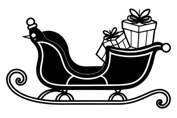 Canvas Print - Santa sleigh icon simple gift black vector