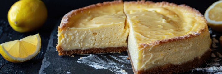 Sticker - Creamy lemon cheesecake with a light, chilled crust, crafted into a delightful dessert.