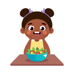 Wall Mural - afro american girl eating vegan food