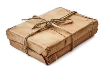 Sticker - Stack of brown paper wrapped with twine, rustic and earthy aesthetic