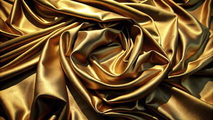 A realistic image of a luxurious silk fabric with detailed folds and light reflections