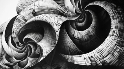 Aufkleber - A minimalist illustration of a spiral pattern in monochrome tones