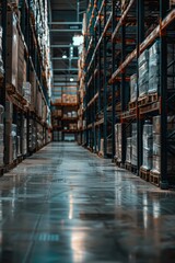 Poster - A large storage area filled with many boxes and crates