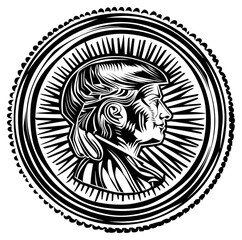 Sticker - PNG Intricate black and white profile