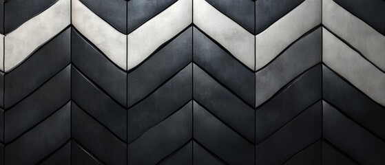 Wall Mural - A black and white image of a zigzag pattern