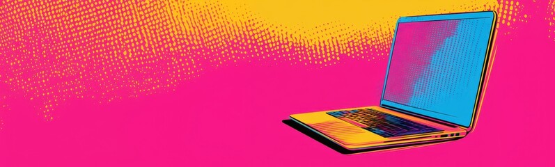 Vibrant and modern laptop design on a colorful background, perfect for creative projects, tech presentations, or digital marketing materials.
