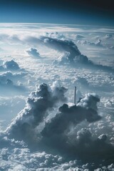Poster - Aerial view of a city and clouds from an airplane window