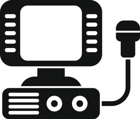 Canvas Print - Ultrasound machine icon in simple style depicting a sonography scanner for pregnancy examination in hospitals and clinics