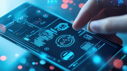 Leinwandbilder - high-resolution closeup of a mobile app screen featuring digital banking tools and financial managem