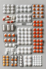 Poster - A collection of various pills and tablets arranged on a table, ideal for medical or pharmaceutical related uses