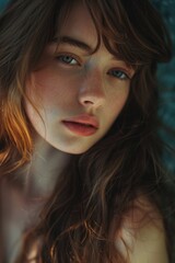 Poster - A beautiful young woman with long brown hair, great for portraits and everyday scenes