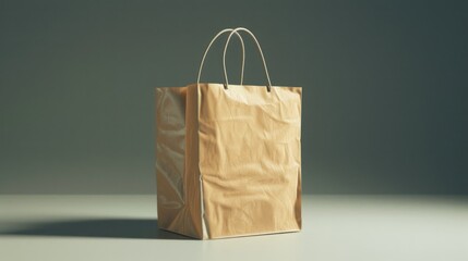 Poster - A brown paper bag sits on a table, simple and plain