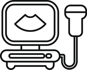 Poster - Ultrasound machine showing baby scan on monitor icon outline vector