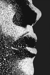Poster - A portrait of a man's face captured in black and white