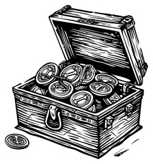 Sticker - PNG Vintage treasure chest illustration