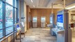 © Shozib - Modern bank branch interior design featuring interactive teller machines