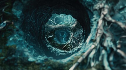 Poster - A birds nest is situated in the middle of a tree, this image can be used for illustrations about nature and wildlife