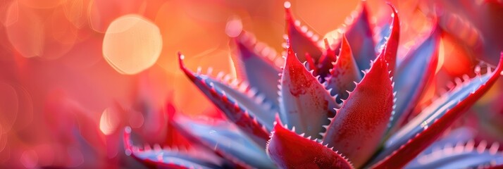 Wall Mural - Hybrid Aloe Rauhii Succulent Featuring Vivid Red Spikes, Macro Image with Shallow Depth of Field