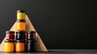© Yuparet - Gourmet Artisanal Sauce Collection Displayed in Pyramid Shape with Copy Space for Text