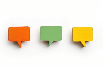 Aufkleber - Illustration of three colorful speech bubbles on a white background, perfect for creative projects and communication themes